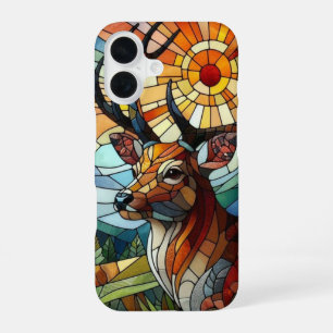 Stained Glass Art, Stained Glass Style Deer Art iPhone 16 Case