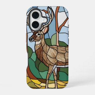 Stained Glass Art, Stained Glass Style Deer Art iPhone 16 Case