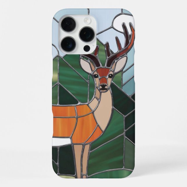 Stained Glass Art, Stained Glass Style Deer Art iPhone Case (Back)