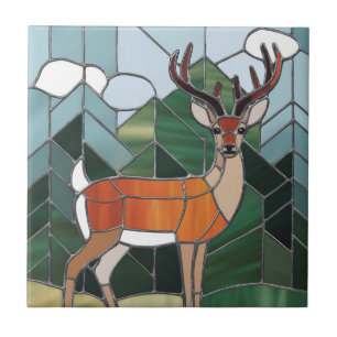 Stained Glass Art, Stained Glass Style Deer Art Tile
