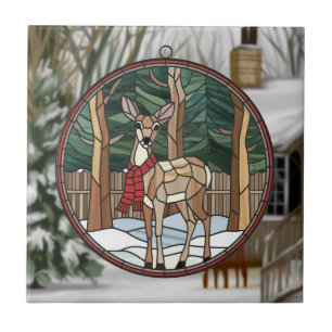 Stained Glass Art, Stained Glass Style Deer Art Tile