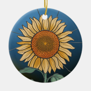 Stained Glass Art, SunFlower Stained Glass Ceramic Tree Decoration