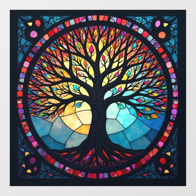 Stained Glass Art, Tree of Life Stained Glass  (Sheet)