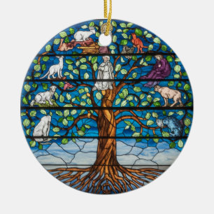  Stained Glass Art, Tree of Life Stained Glass Ceramic Tree Decoration