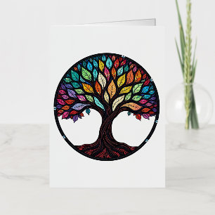 Stained Glass Art, Tree of Life Stained Glass Foil Greeting Card