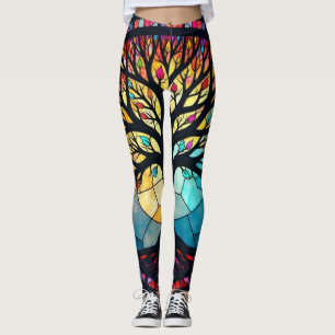 Stained Glass Art, Tree of Life Stained Glass Leggings