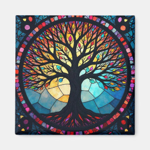 Stained Glass Art, Tree of Life Stained Glass  Magnet