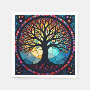 Stained Glass Art, Tree of Life Stained Glass  Napkin