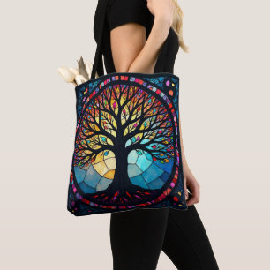Stained Glass Art, Tree of Life Stained Glass  Tote Bag