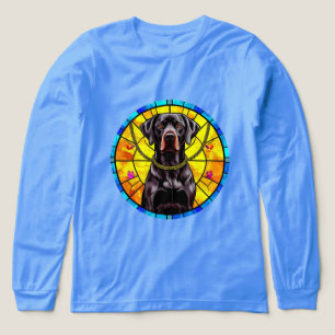 Stained Glass Artwork Featuring a Black Dog Tri-Blend Shirt