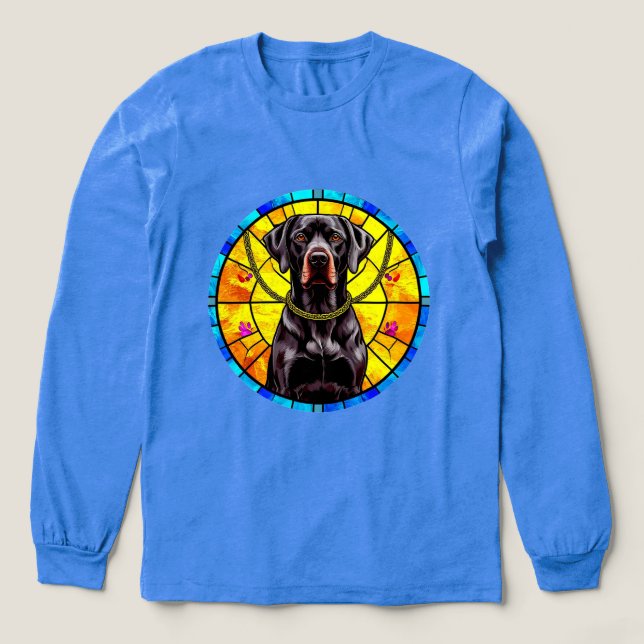 Stained Glass Artwork Featuring a Black Dog Tri-Blend Shirt (Design Front)