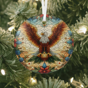 Stained Glass Bald Eagle  Tree Decoration