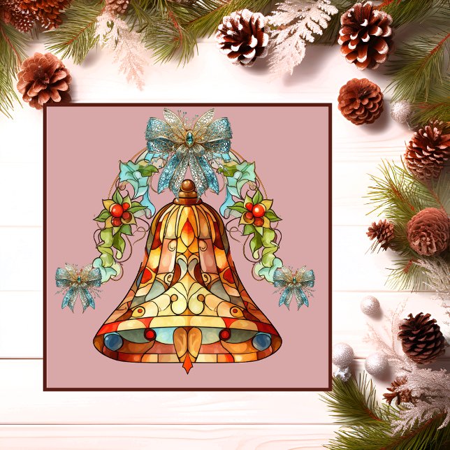 Stained Glass Bell Christmas Magnetic Card (Magnetic Christmas  Card of Stained Glass Bell.)