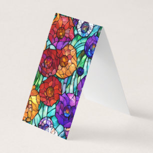 Stained Glass Big Flowers Pattern Business Card