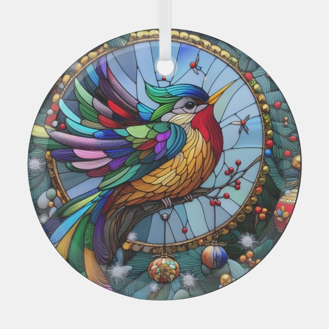 Stained Glass Bird Tree Decoration (Front)