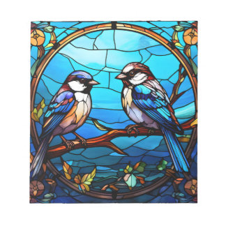 Stained Glass Birds Notepad