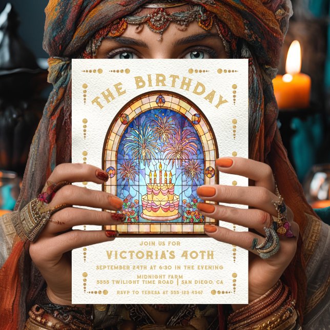 Stained Glass Birthday Party Cake Tarot Card (Creator Uploaded)