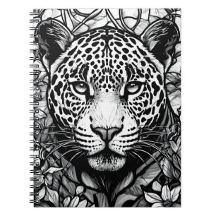 Stained glass Black and white leopard Notebook