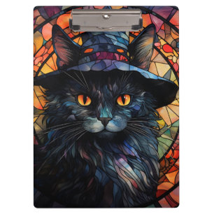 Stained Glass Black Cat Clipboard