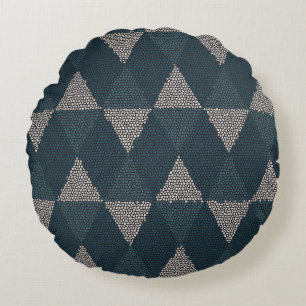 Stained Glass Blue Diamond Round Cushion