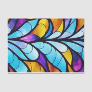 Stained Glass Blue, Purple and Yellow Decoupage Tissue Paper