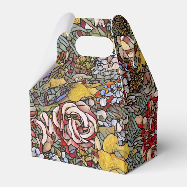 Stained Glass Botanical Floral Favour Box (Front Side)