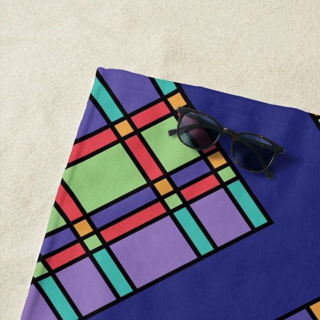 Stained Glass Bright Colours Beach Towel (In Situ)
