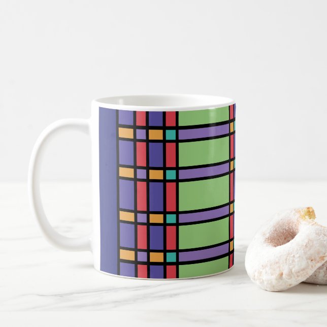 Stained Glass Bright Colours Coffee Mug (With Donut)