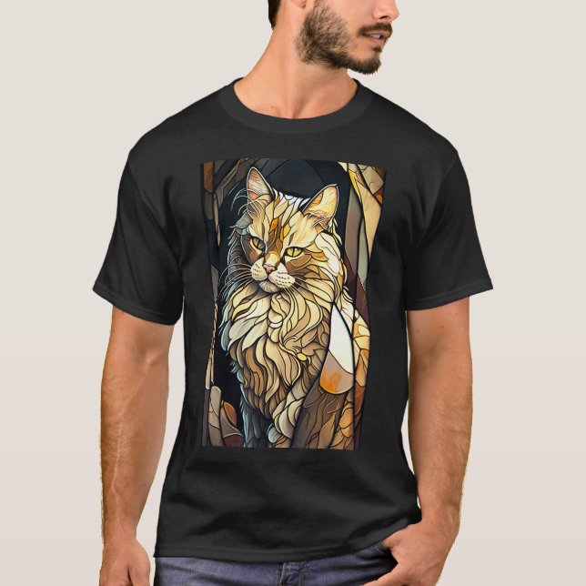 Stained Glass Buff Cat T-Shirt (Front)
