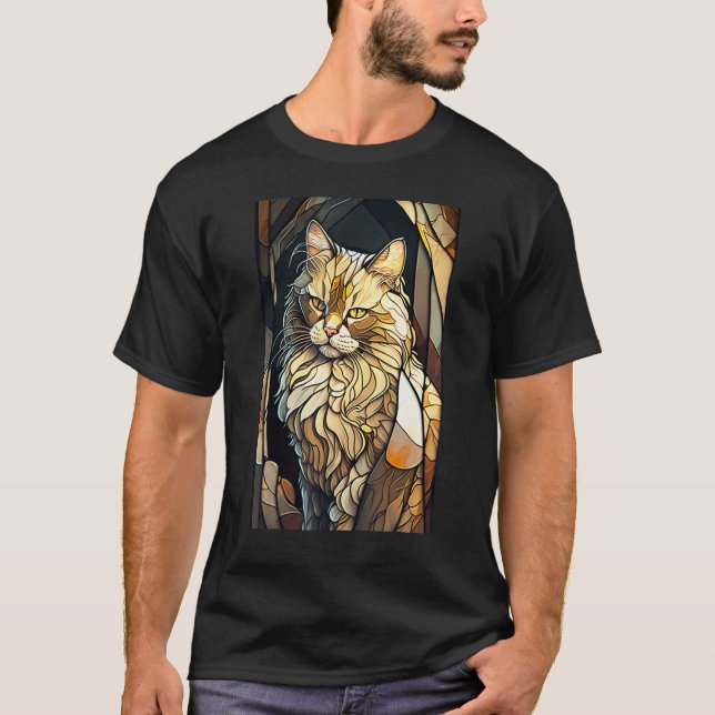 Stained Glass Buff Cat T-Shirt (Front)