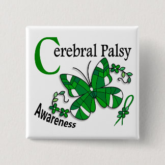 Stained Glass Butterfly 2 Cerebral Palsy 15 Cm Square Badge