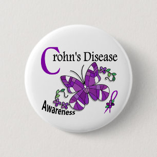 Stained Glass Butterfly 2 Crohn's Disease 6 Cm Round Badge