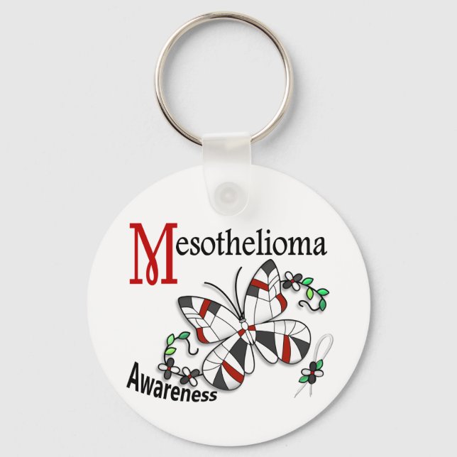 Stained Glass Butterfly 2 Mesothelioma Key Ring (Front)