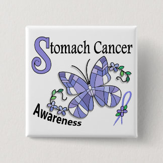 Stained Glass Butterfly 2 Stomach Cancer 15 Cm Square Badge