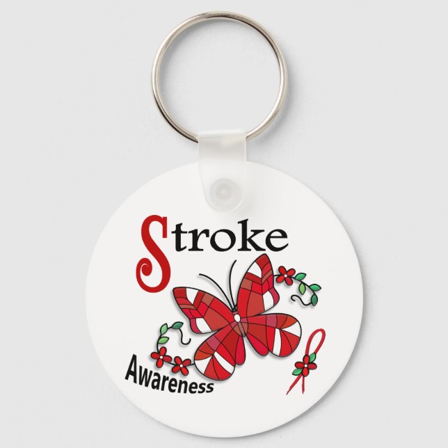 Stained Glass Butterfly 2 Stroke Key Ring (Front)