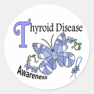 Stained Glass Butterfly 2 Thyroid Disease Classic Round Sticker