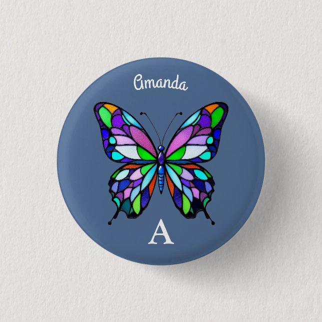 Stained Glass Butterfly 3 Cm Round Badge (Front)