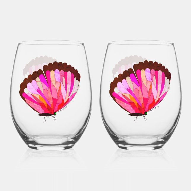 Stained Glass Butterfly Drinkware Set (Front)