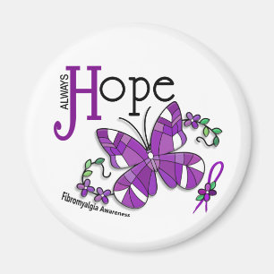 Stained Glass Butterfly Fibromyalgia Magnet