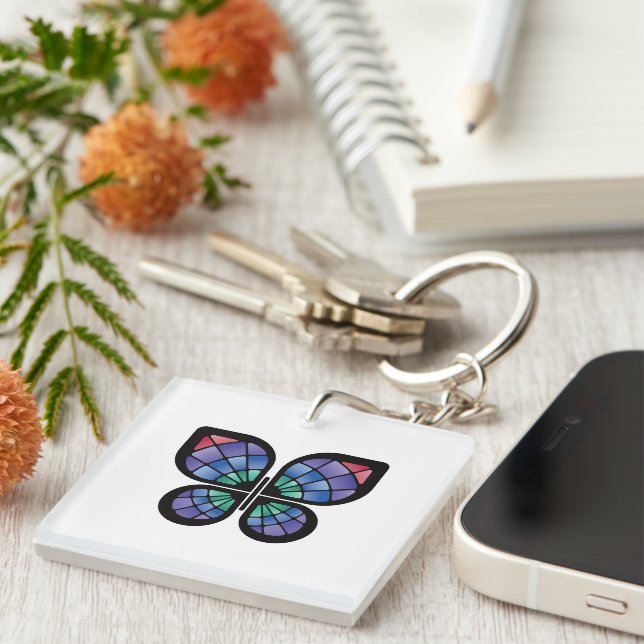 Stained Glass Butterfly Key Ring (Front Right)