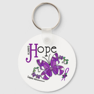 Stained Glass Butterfly Lupus Key Ring