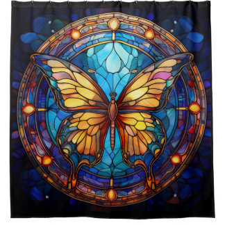 Stained Glass Butterfly Shower Curtain