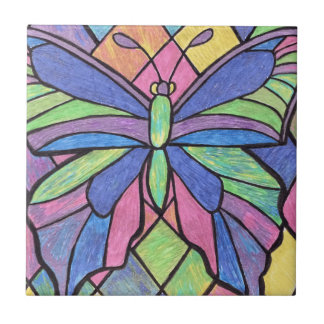Stained Glass Butterfly Tile
