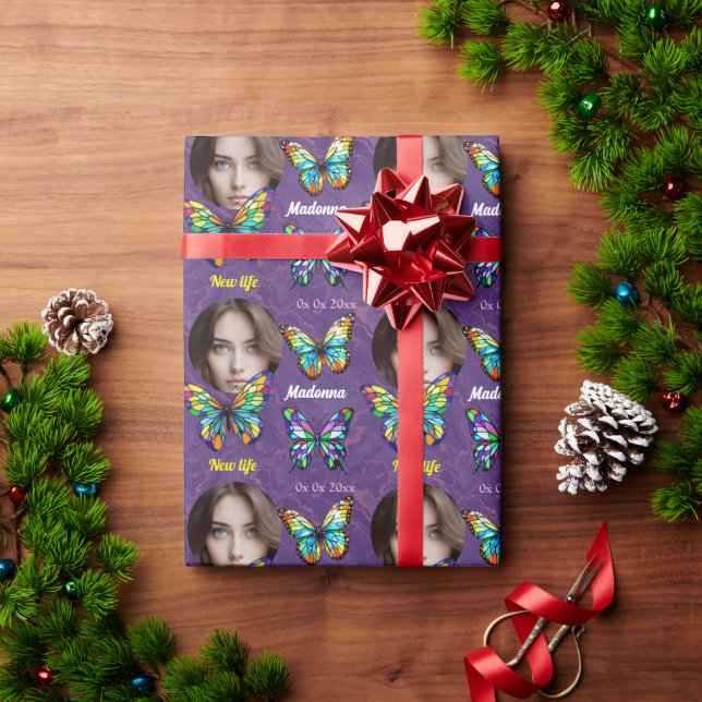Stained Glass Butterfly Wrapping Paper (Holiday Gift)