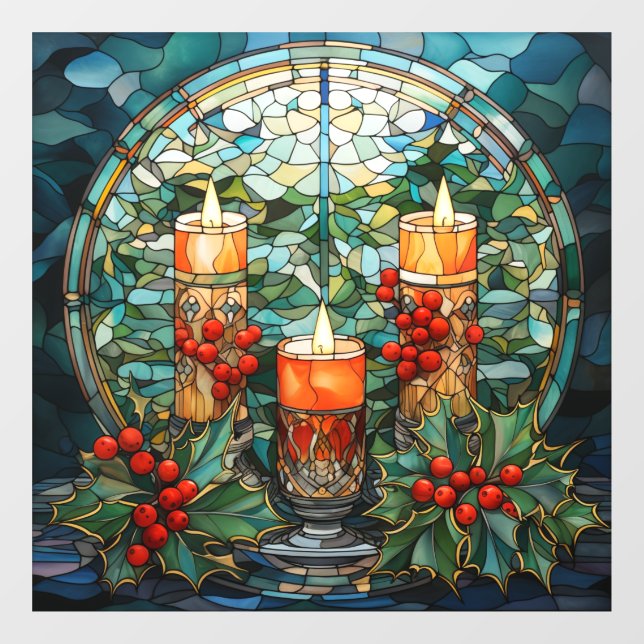 Stained Glass Candles Window Cling (Sheet)
