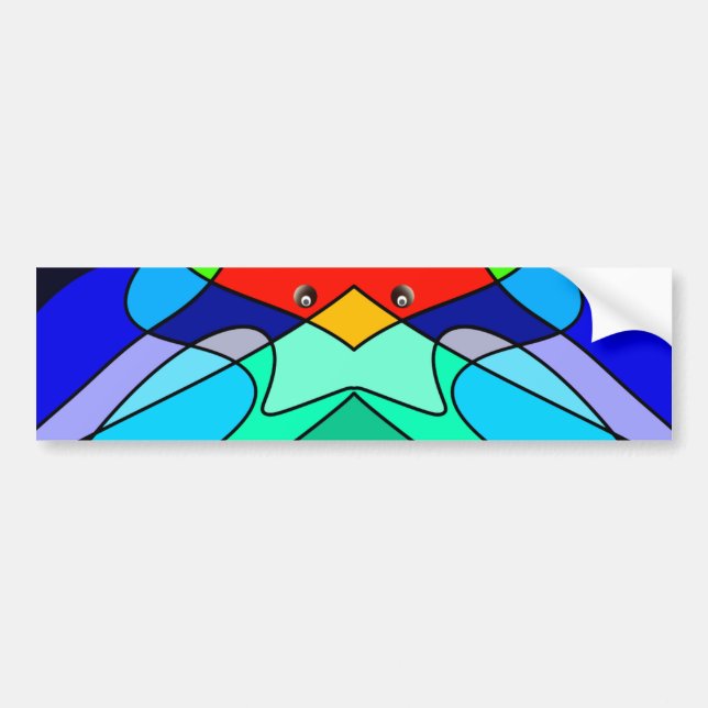Stained Glass Cardinal Abstract Design Bumper Sticker (Front)
