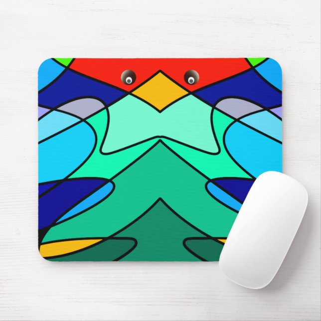 Stained Glass Cardinal Abstract Design Mouse Pad (With Mouse)