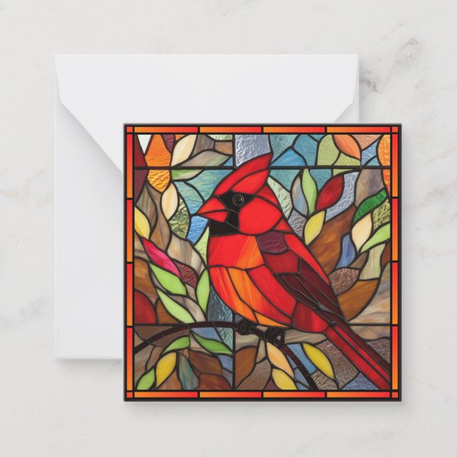 Stained Glass Cardinal Christmas Card (Front)
