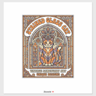 Stained Glass Cat Cat Stained Glass Church Vintage