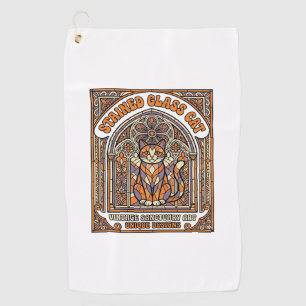 Stained Glass Cat Cat Stained Glass Church Vintage Golf Towel